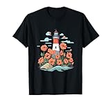 Ästhetischer Leuchtturm mit Blumen I Leuchtturm T-Shirt