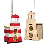 Baker Ross Vogelhaus-Bastelset „Leuchtturm“ aus Holz (2 Stück) – Vogelhäuser für Kinder zum...